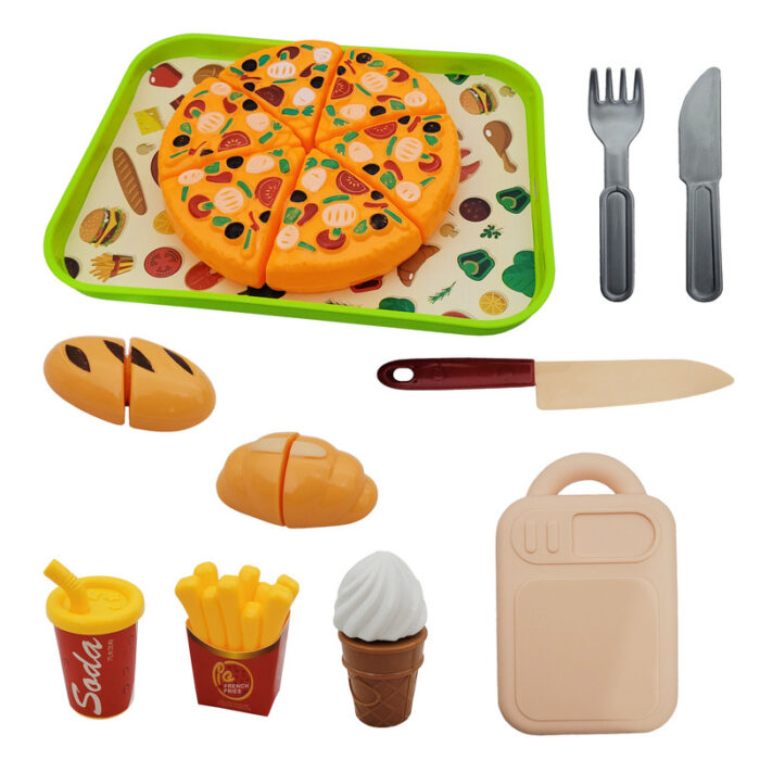 ست اسباب بازی فست فود مدل پیتزا کد 8002010 مجموعه 16 عددی - Image 1