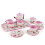 ست چای خوری فلزی کیفی رنگ صورتی کرم - Image 9