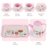 ست چای خوری فلزی کیفی رنگ صورتی کرم - Image 10