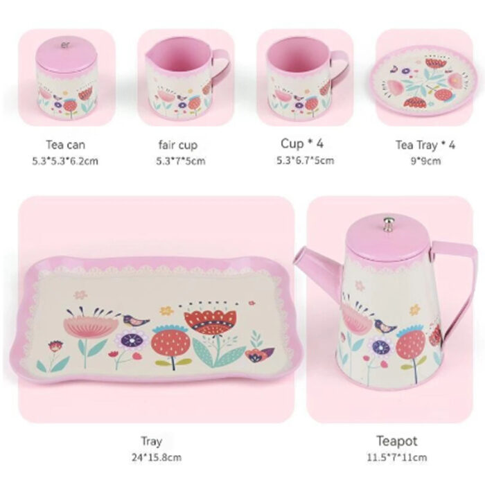 ست چای خوری فلزی کیفی رنگ صورتی کرم - Image 10