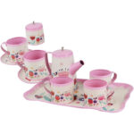 ست چای خوری فلزی کیفی رنگ صورتی کرم - Image 5