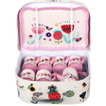 ست چای خوری فلزی کیفی رنگ صورتی کرم - Image 8